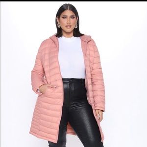 Long pink puffer jacket (light weight)